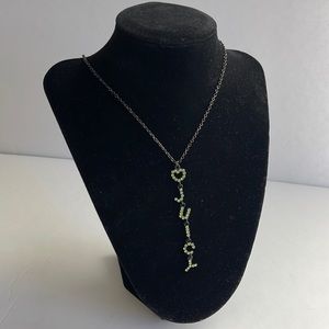 J-U-I-C-Y Green Rhinestone Dangle Necklace